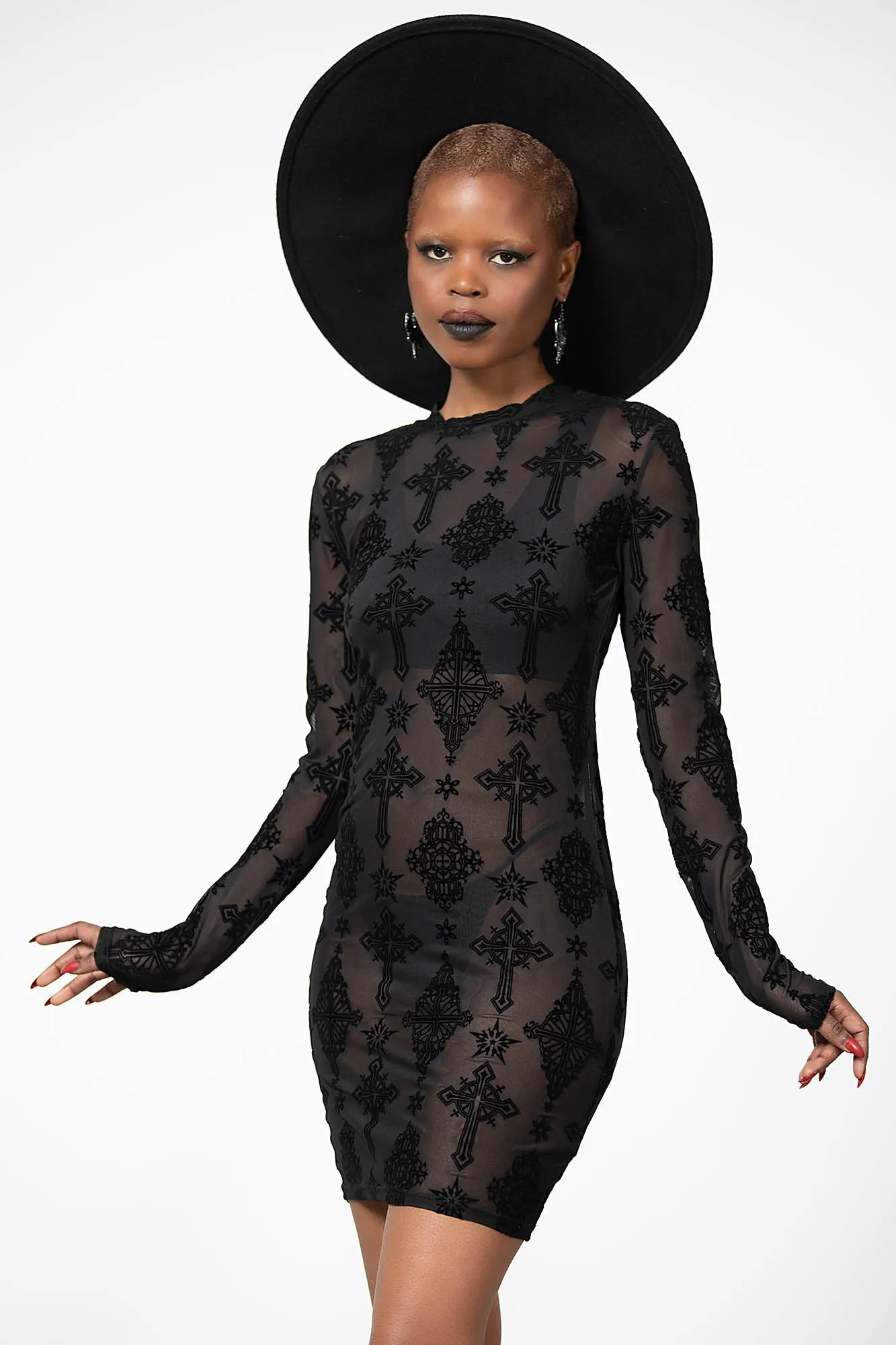 Alter Mesh Bodycon Dress sold by Killstar