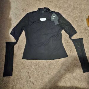 Lazer Beam Fishnet Sleeve Top Resurrect sold by Killstar