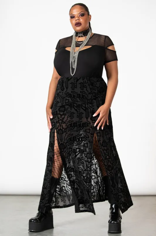 Charged Split Maxi Skirt [PLUS] sold by Killstar