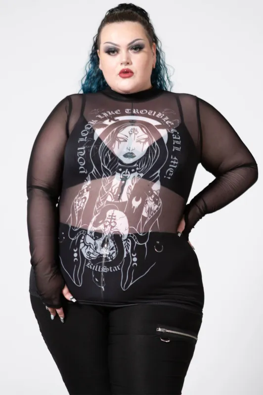 Trouble Mesh Top [PLUS] sold by Killstar