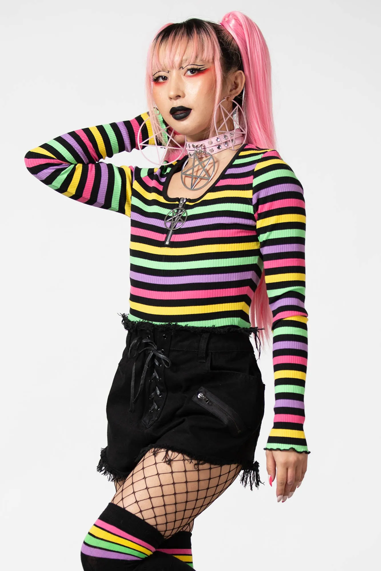 Nikiko Ribbed Long-Sleeve Top sold by Killstar