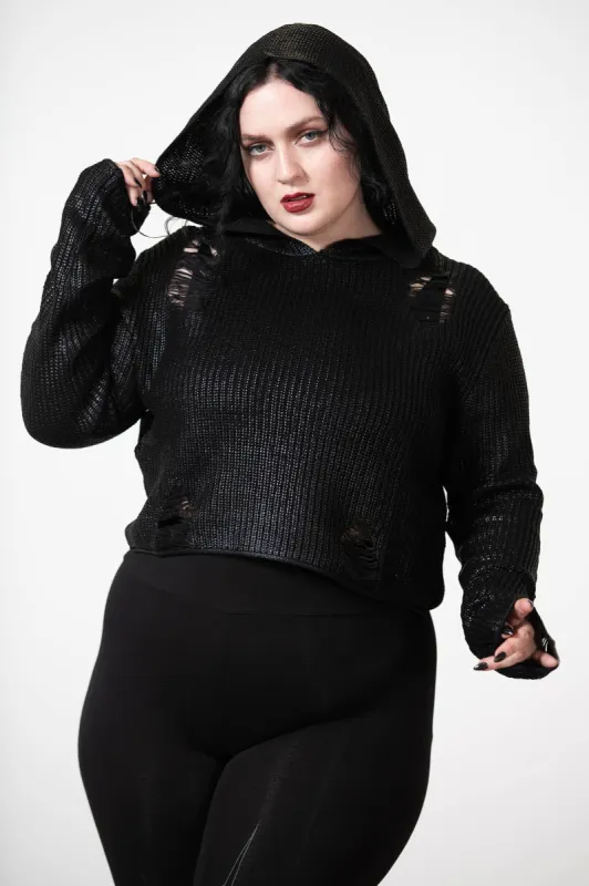 High Moon Foil Knit Crop Hoodie sold by Killstar