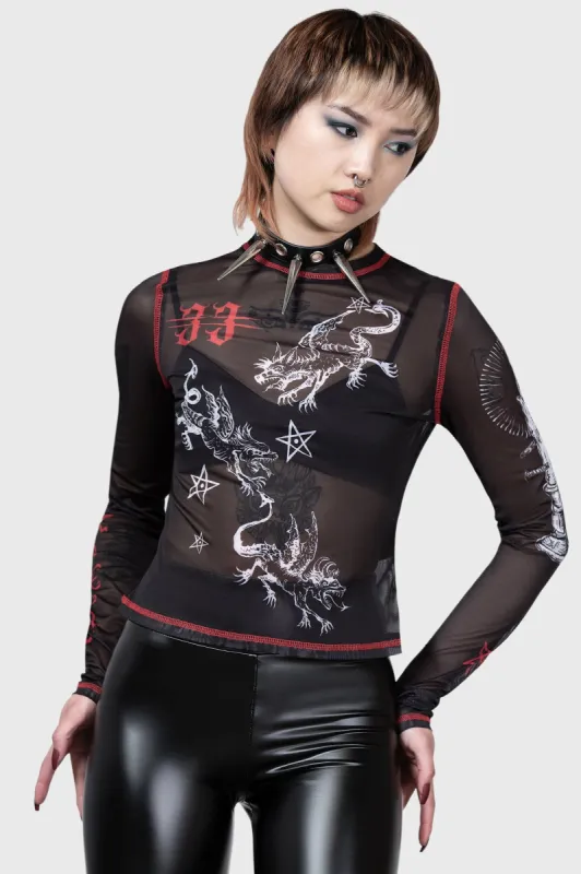Devillment Mesh Long Sleeve Top sold by Killstar
