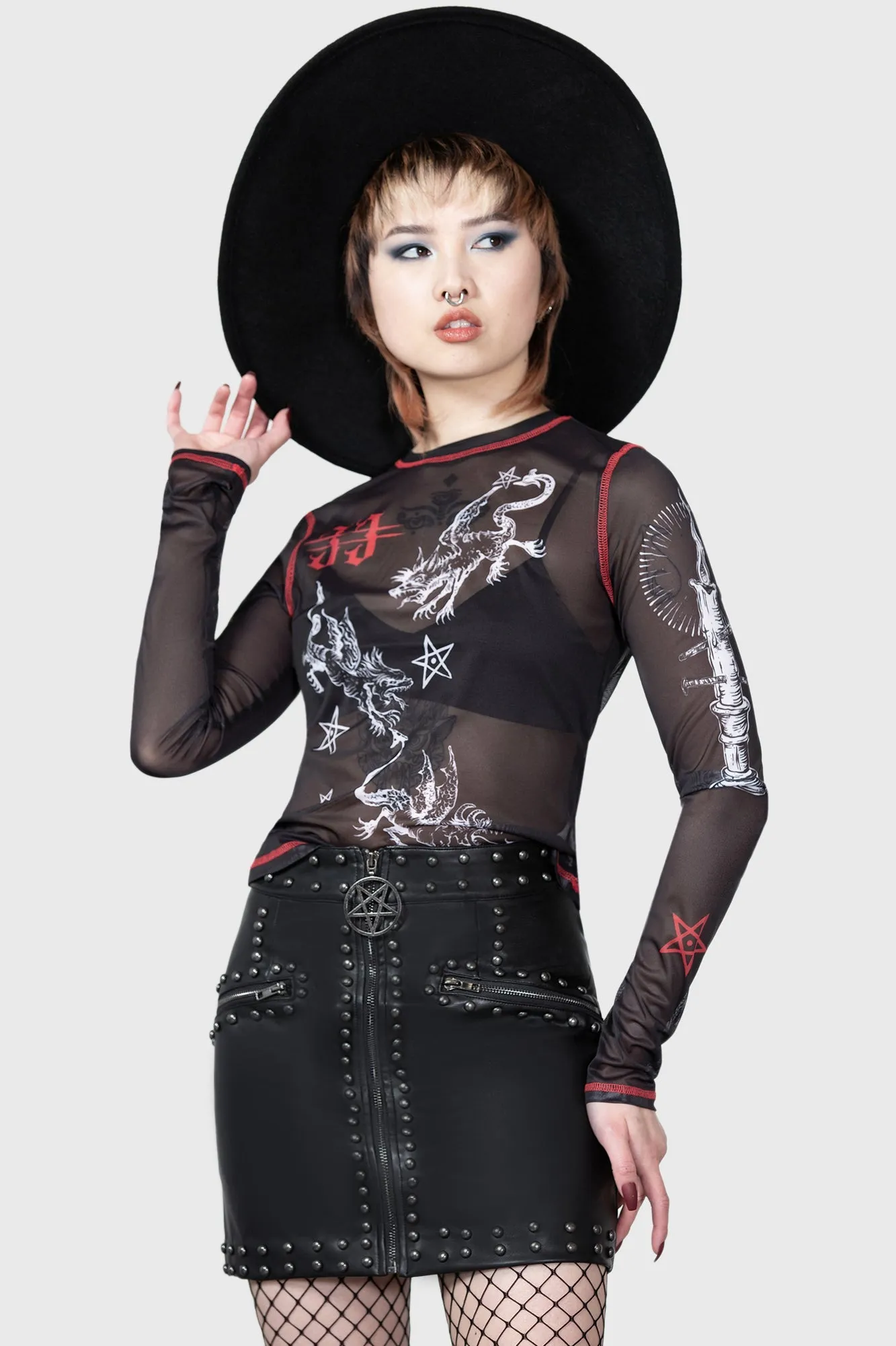 Devillment Mesh Long Sleeve Top sold by Killstar product image thumbnail 2