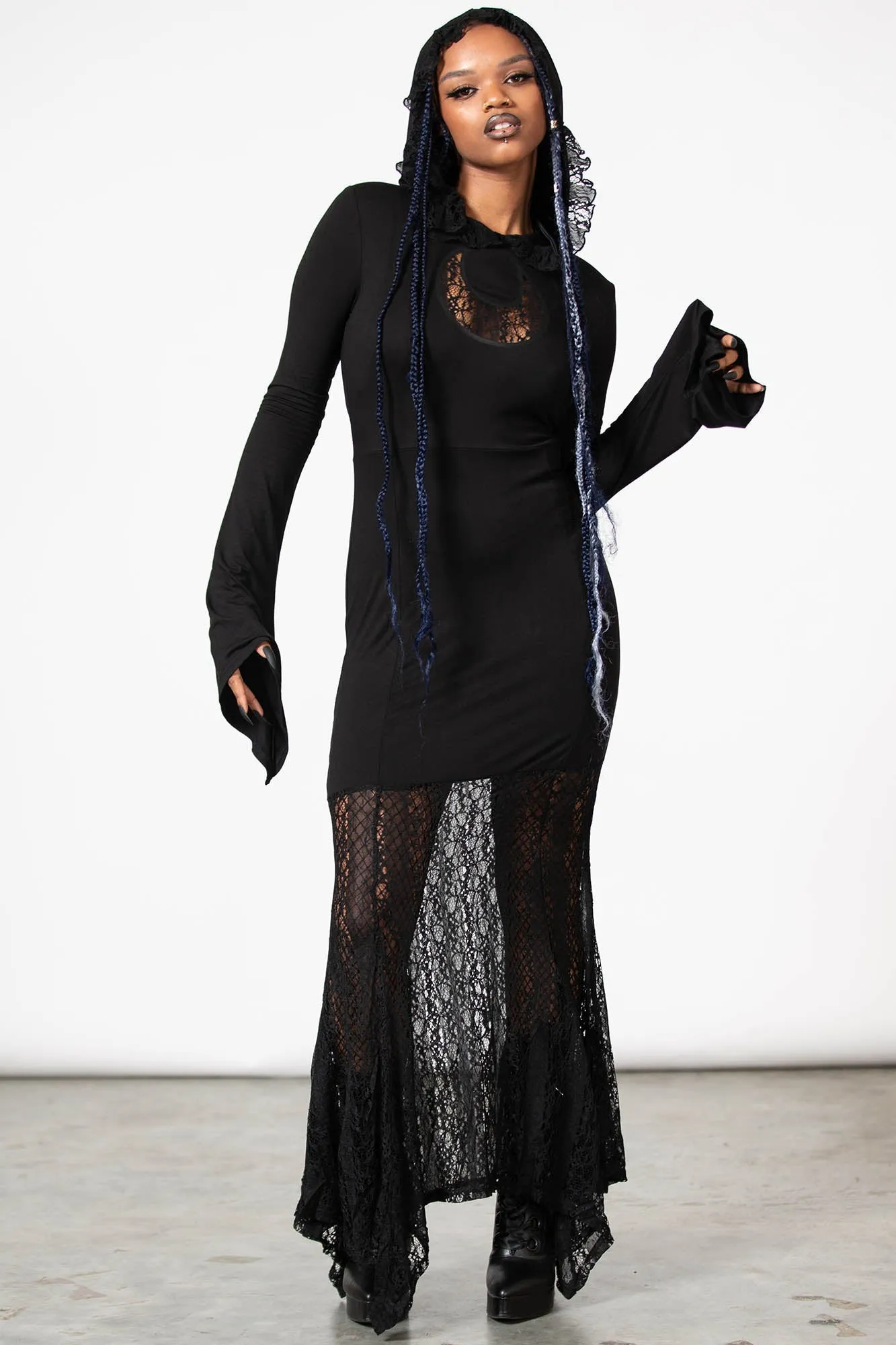 Besome Hooded Maxi Dress - Resurrect sold by Killstar product image thumbnail 3