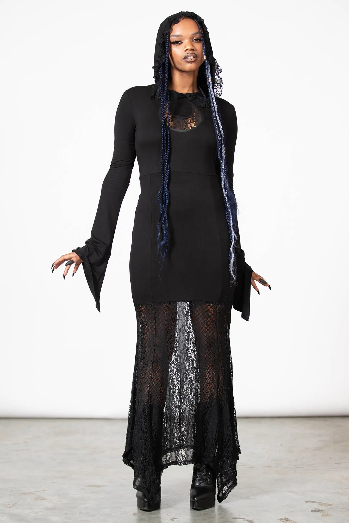 Besome Hooded Maxi Dress - Resurrect sold by Killstar product image thumbnail 5