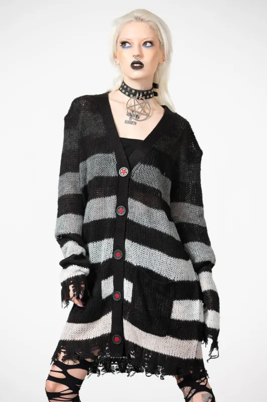 Stripe Of Evil Cardigan sold by Killstar