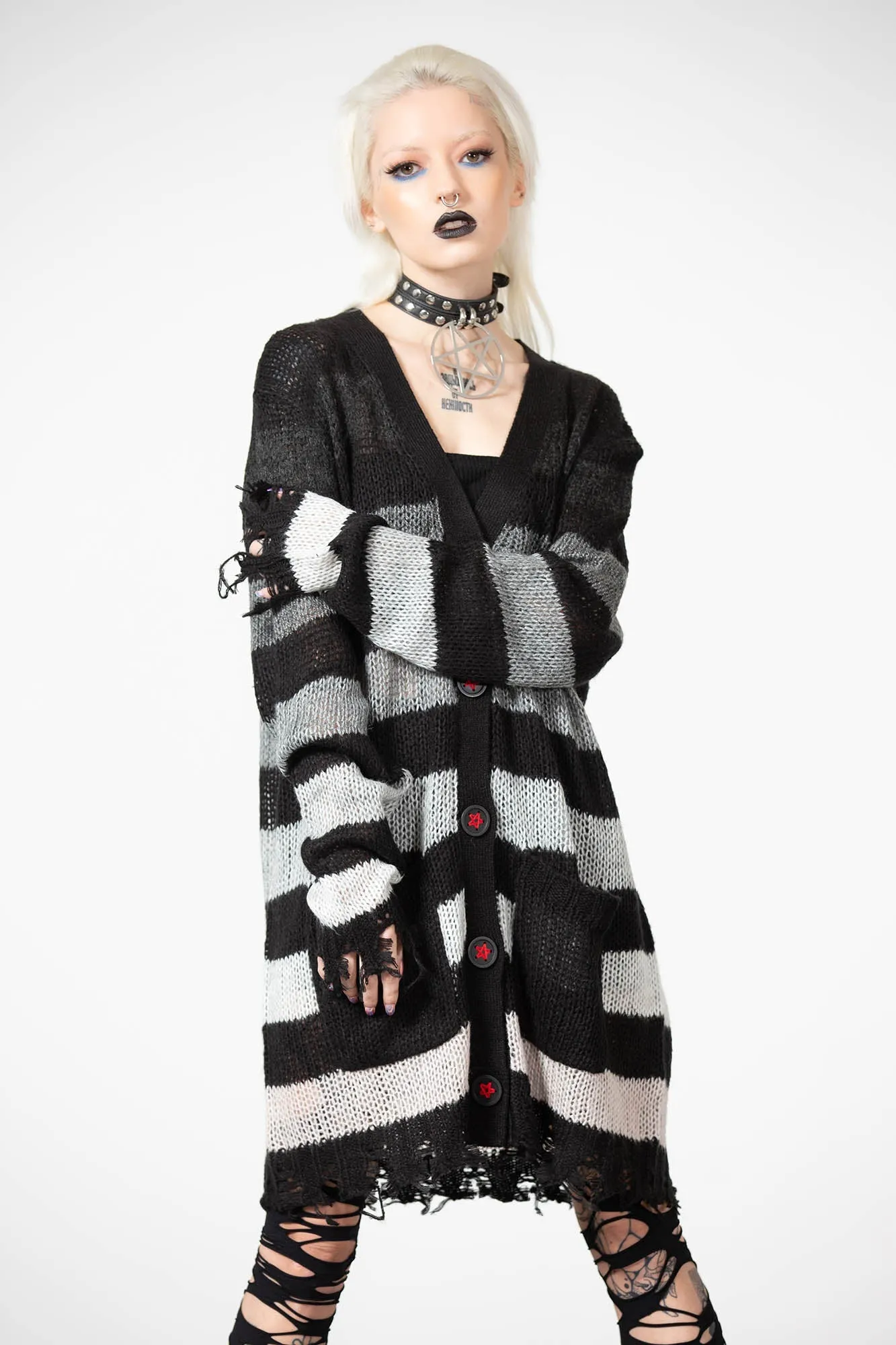Stripe Of Evil Cardigan sold by Killstar product image thumbnail 3