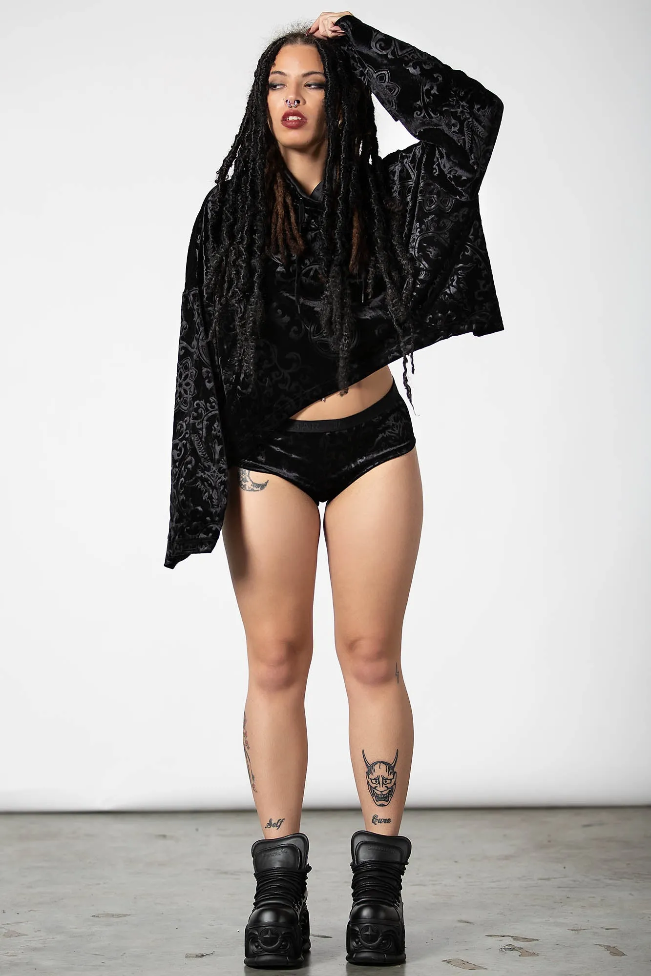 Anesthesia Velvet Cropped Hoodie sold by Killstar product image thumbnail 2