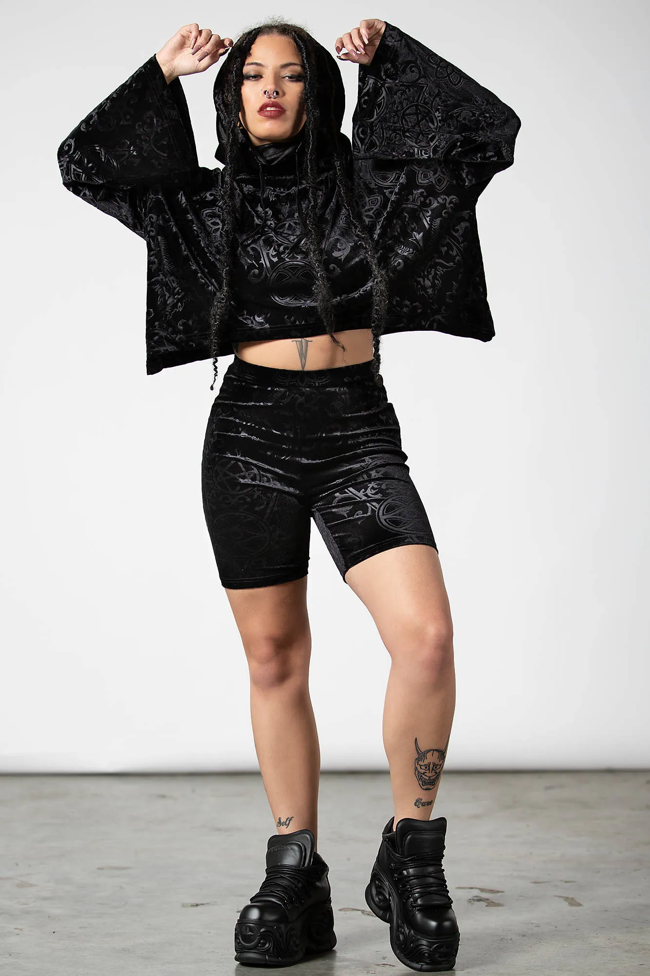 Anesthesia Velvet Cropped Hoodie sold by Killstar