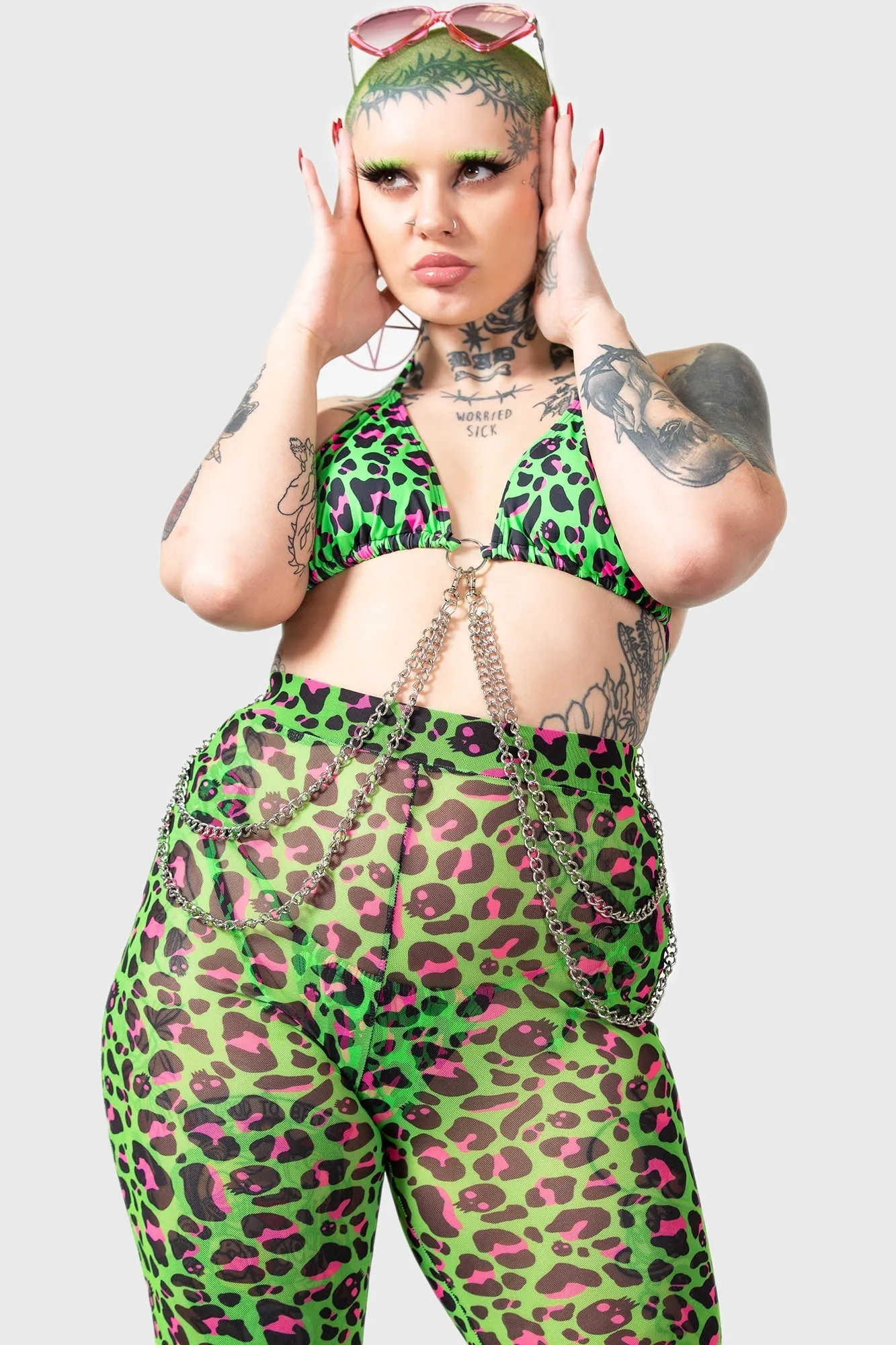 Emerald Sugar Mesh Flare Trousers - Resurrect sold by Killstar product image thumbnail 4