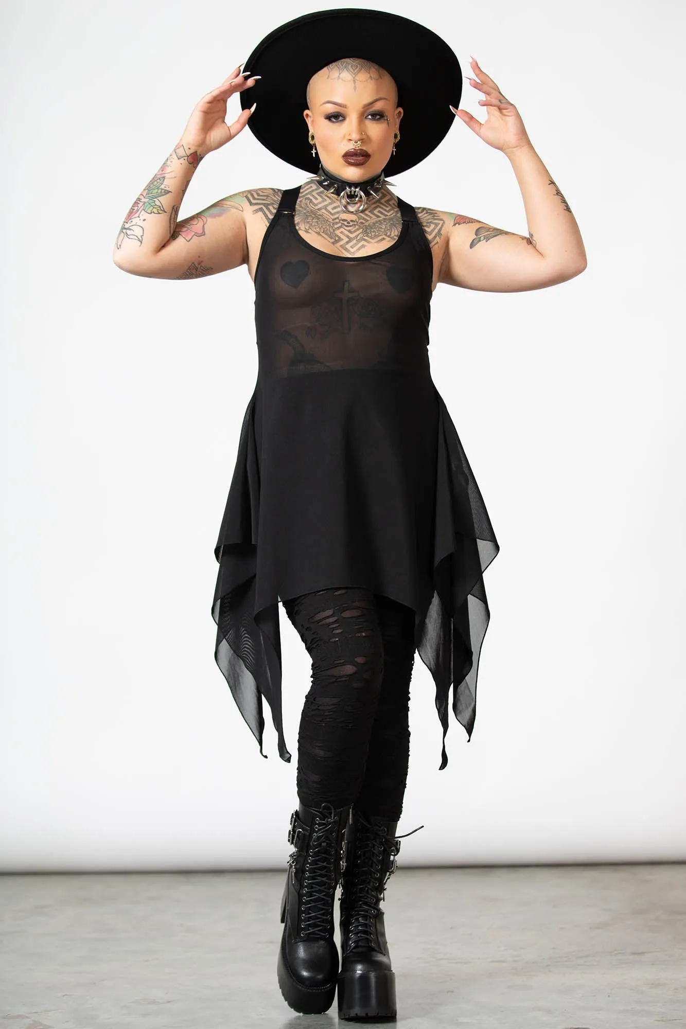 Lilith's Blood Mesh Tunic Vest sold by Killstar product image thumbnail 4