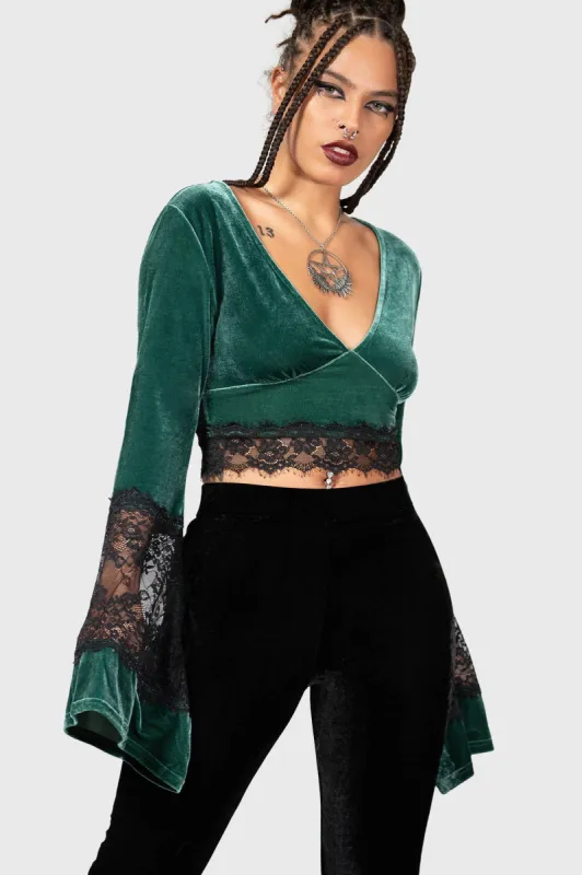 Naomi Long Sleeve Top [GREEN] sold by Killstar