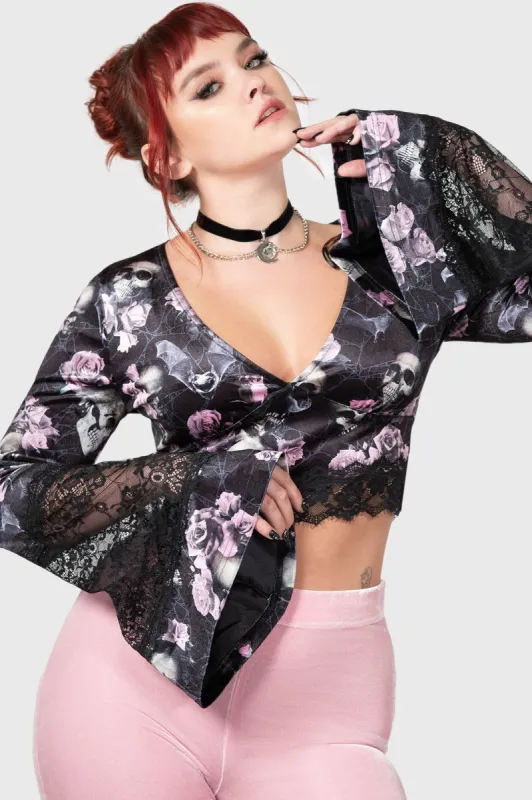 Naomi Long Sleeve Top [BLACK/PINK] sold by Killstar
