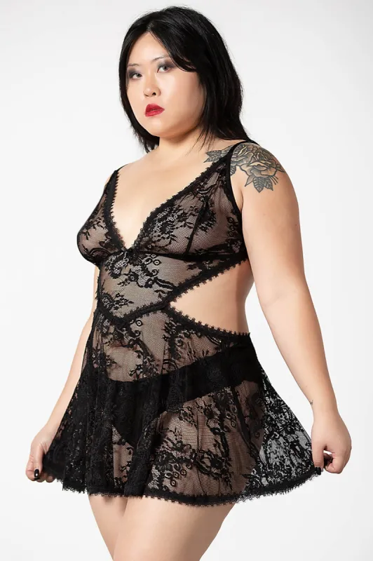Afterlife Lace Slip Dress [PLUS] sold by Killstar