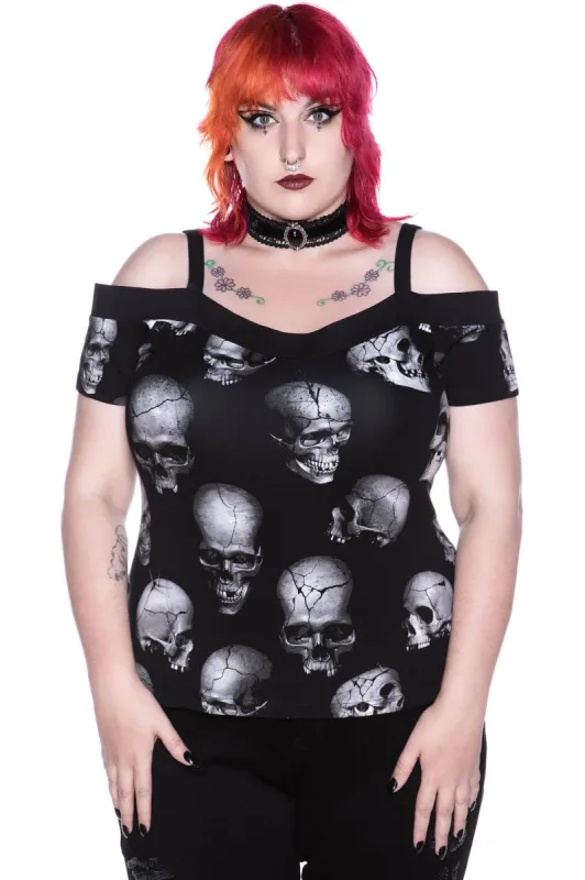 Mind Freeze Bardot Top [PLUS] sold by Killstar