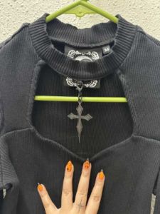 Double Crossed Long Sleeve Top Resurrect sold by Killstar