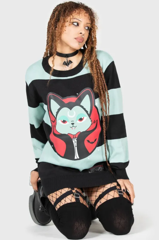 Vampurr Stripe Sweater [MINT] sold by Killstar