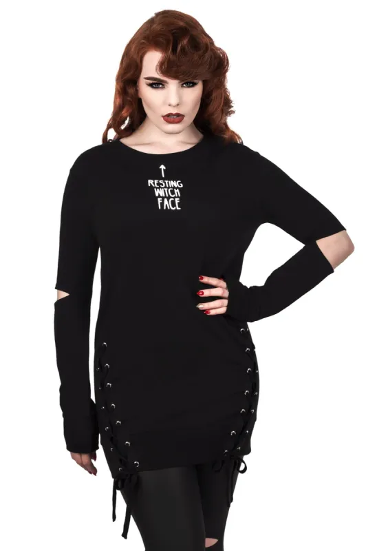 Resting Witch Face Sweatshirt [B] - Resurrect sold by Killstar