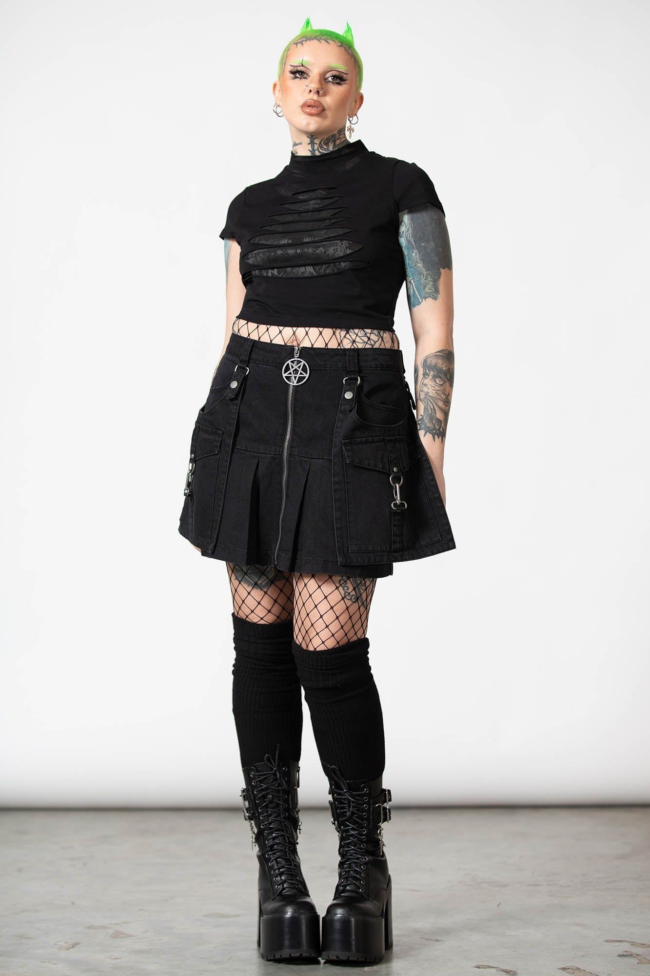 Hettie Slashed Crop Top sold by Killstar product image thumbnail 4