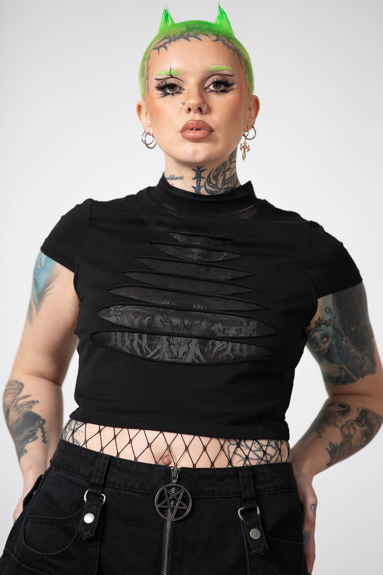 Hettie Slashed Crop Top sold by Killstar product image thumbnail 2