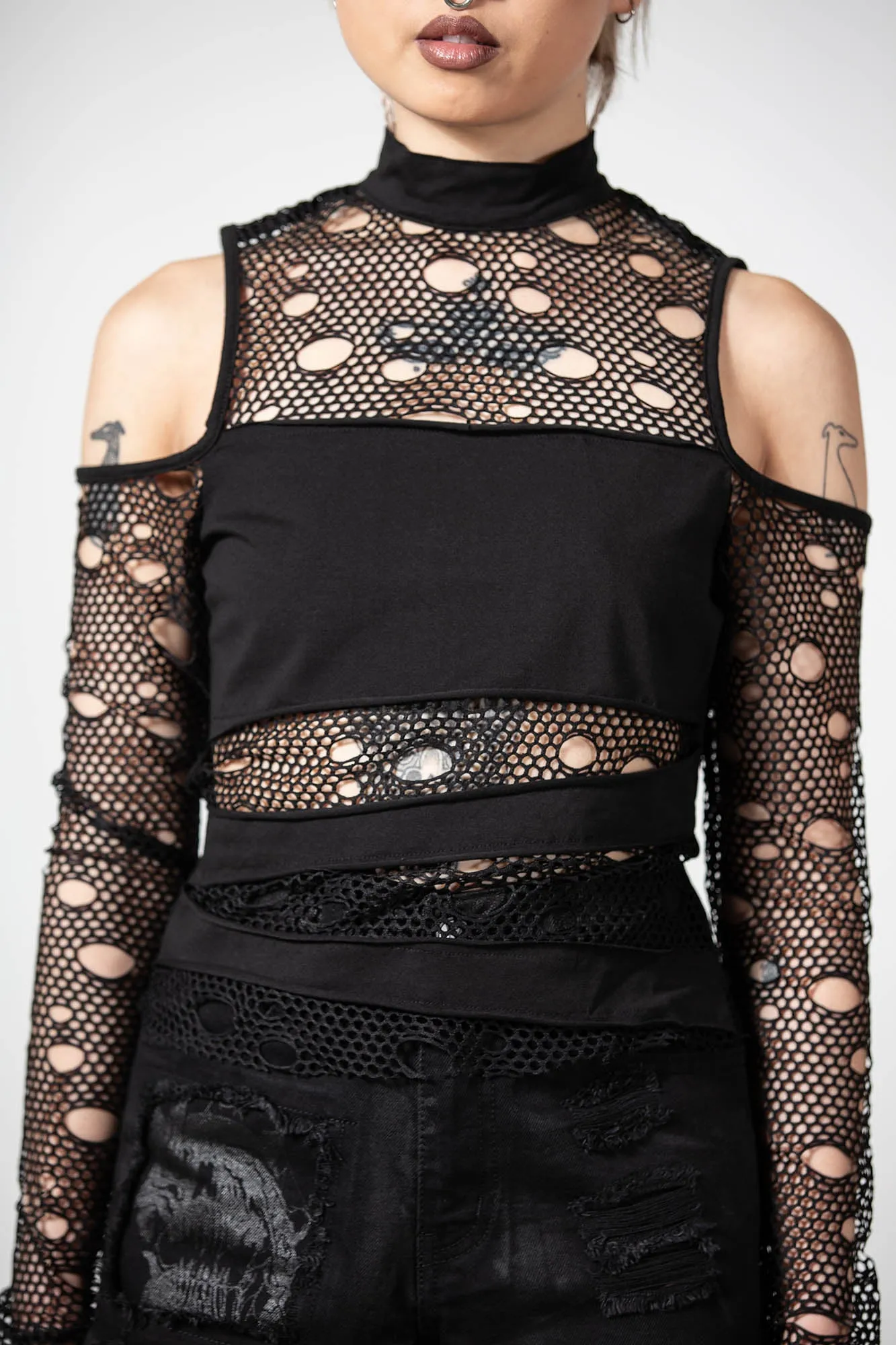 Burn Out Fishnet Crop Top sold by Killstar product image thumbnail 3