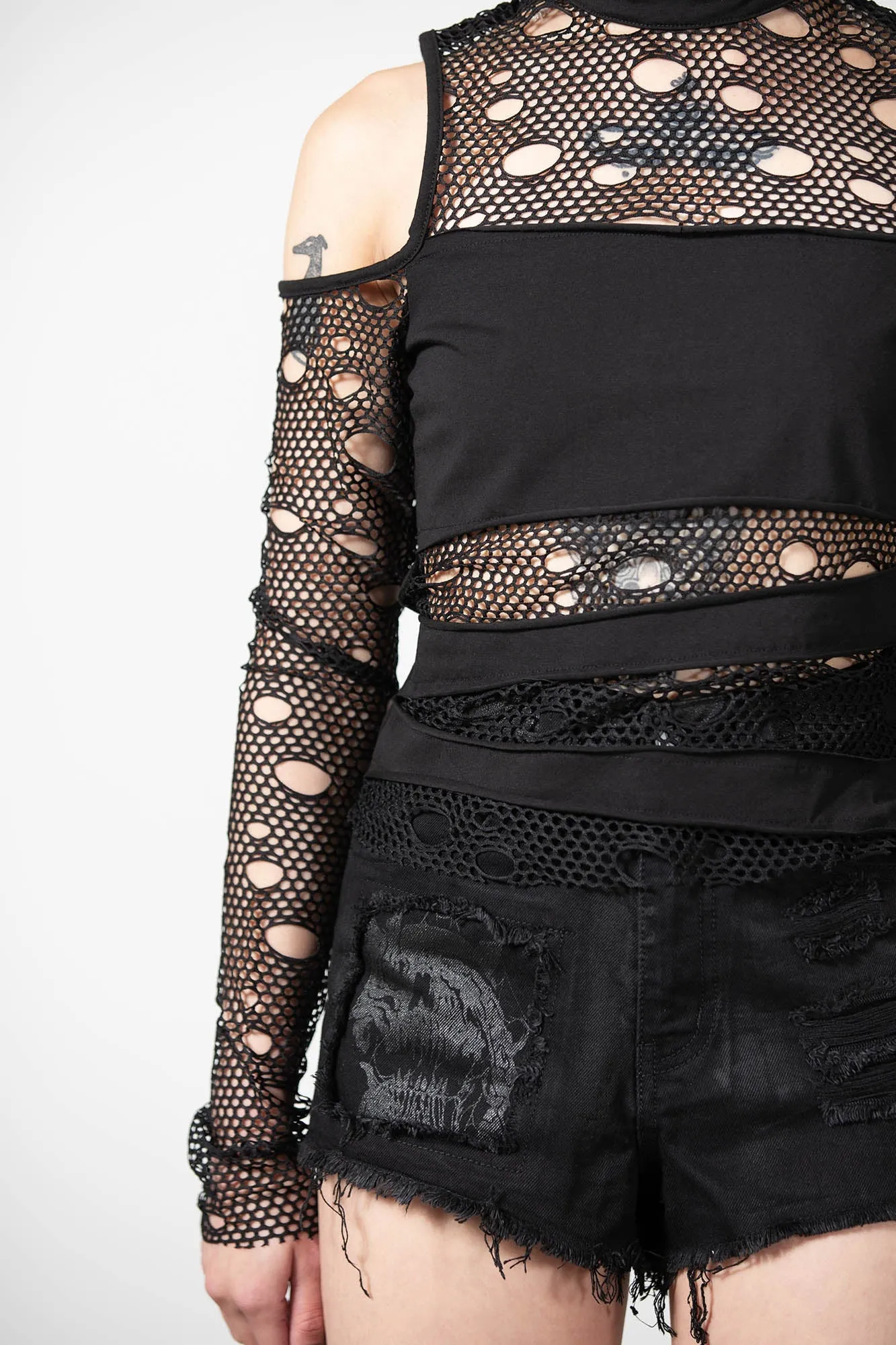 Burn Out Fishnet Crop Top sold by Killstar product image thumbnail 4