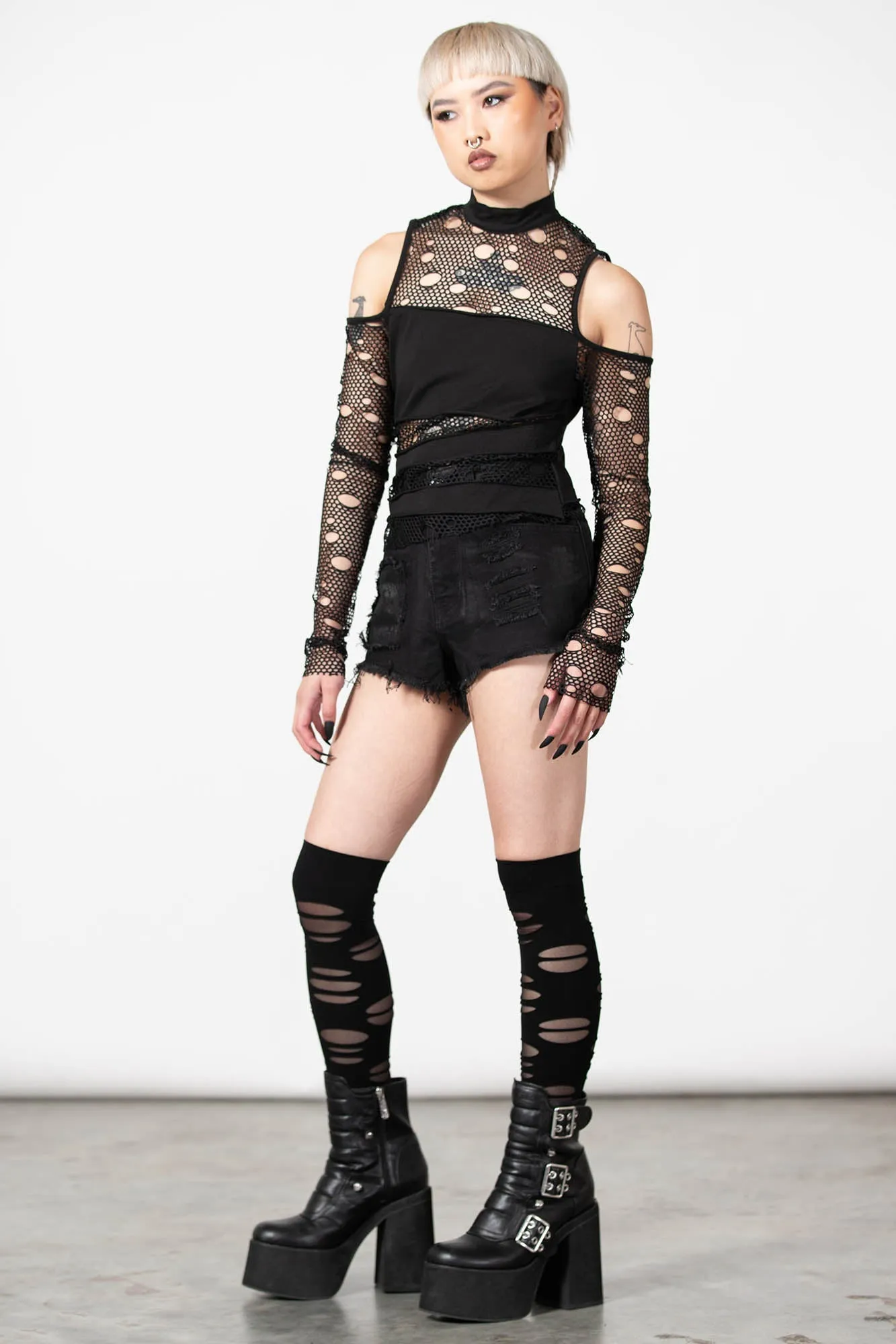 Burn Out Fishnet Crop Top sold by Killstar product image thumbnail 2
