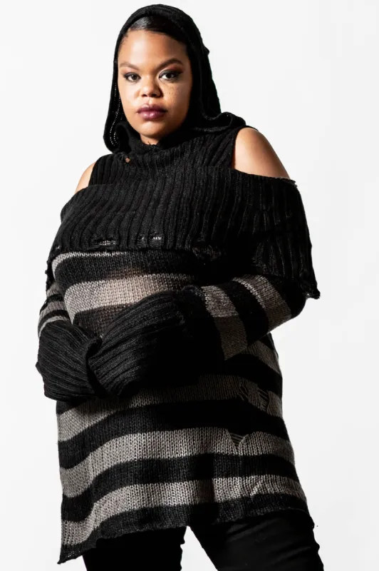 Shallow Grave Hooded Knit Sweater [PLUS] sold by Killstar