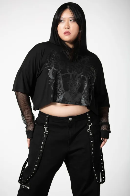 Dark Forces Cropped Hoodie [PLUS] sold by Killstar