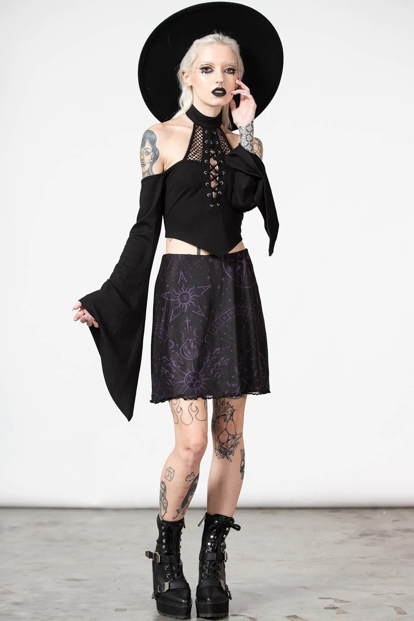 Trevea Mesh Mini Skirt sold by Killstar product image thumbnail 3