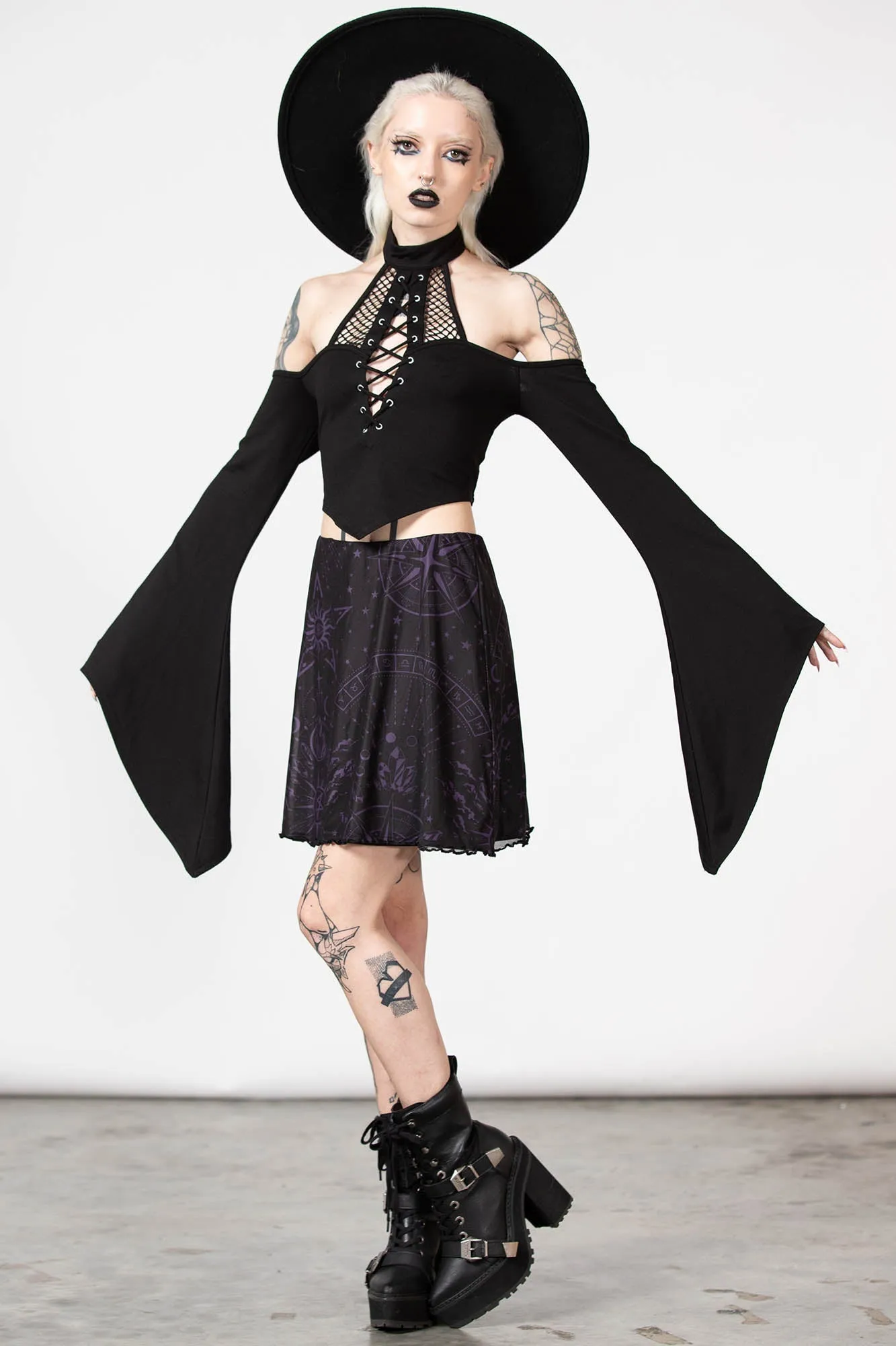Trevea Mesh Mini Skirt sold by Killstar
