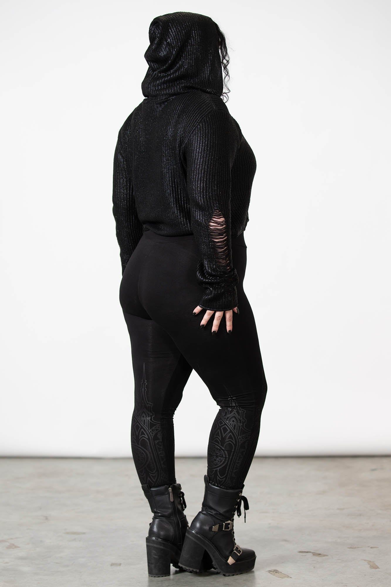 High Moon Foil Knit Crop Hoodie Resurrect sold by Killstar product image thumbnail 2
