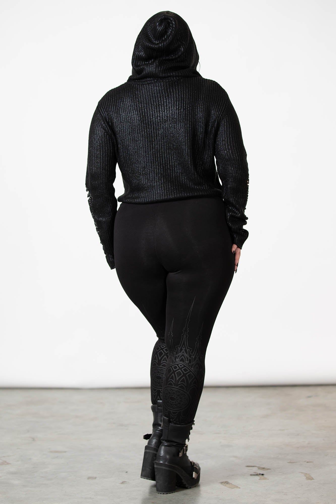 High Moon Foil Knit Crop Hoodie Resurrect sold by Killstar product image thumbnail 3