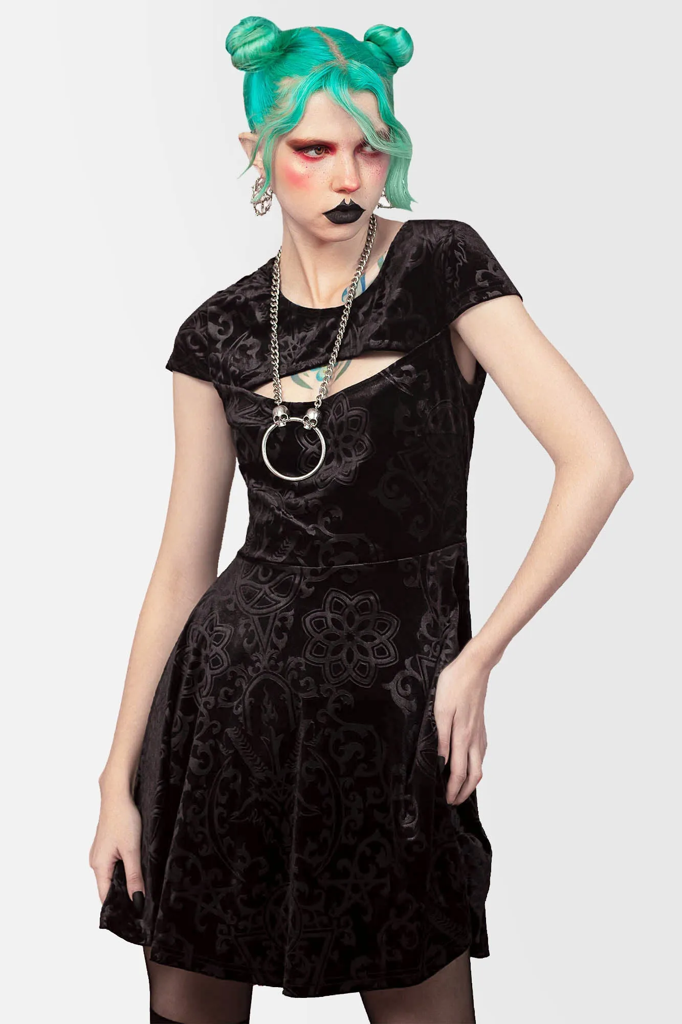 Blasphemia Keyhole Skater Dress sold by Killstar