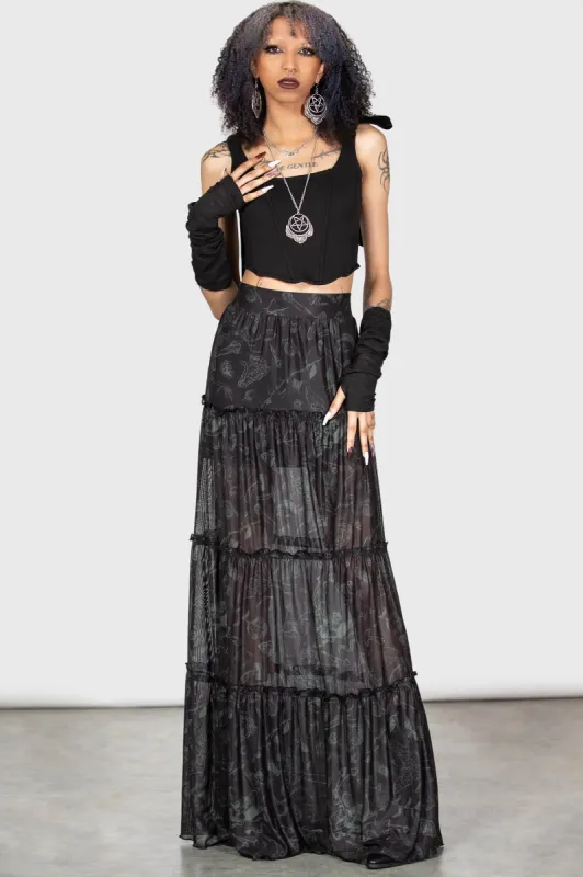 Ghosted Woods Maxi Skirt sold by Killstar