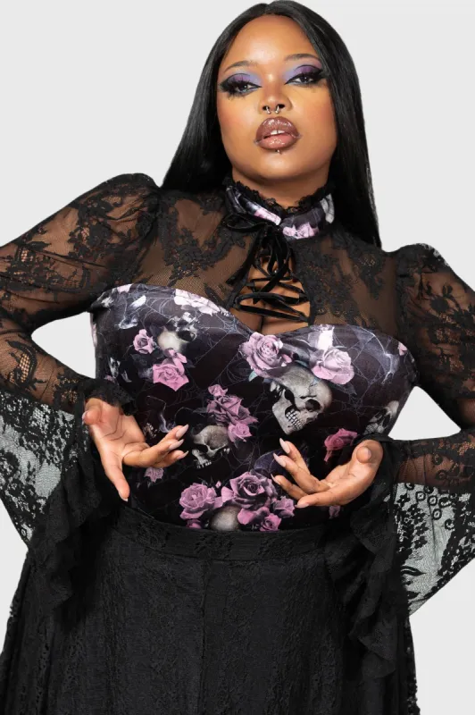 Poison Fang Long Sleeve Top [BLACK/PINK] [PLUS] sold by Killstar