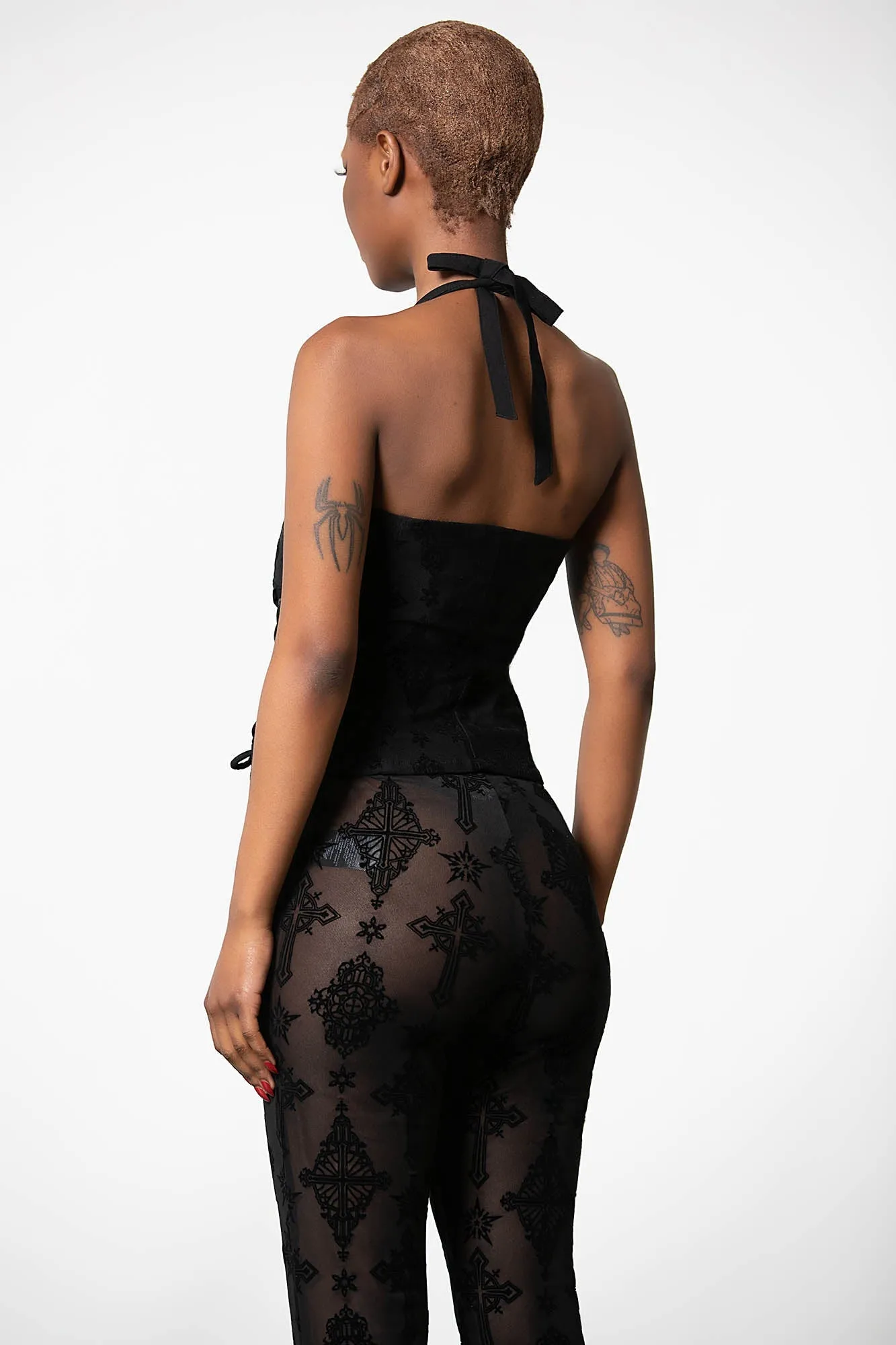 Aria Flocked Halter Top sold by Killstar product image thumbnail 2