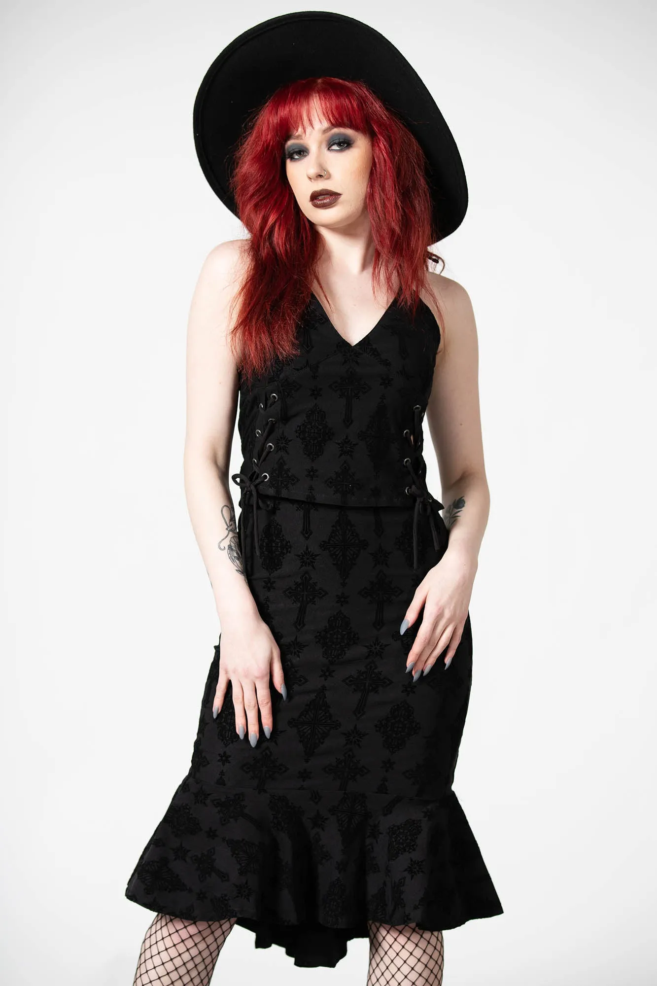 Aria Flocked Halter Top sold by Killstar product image thumbnail 3