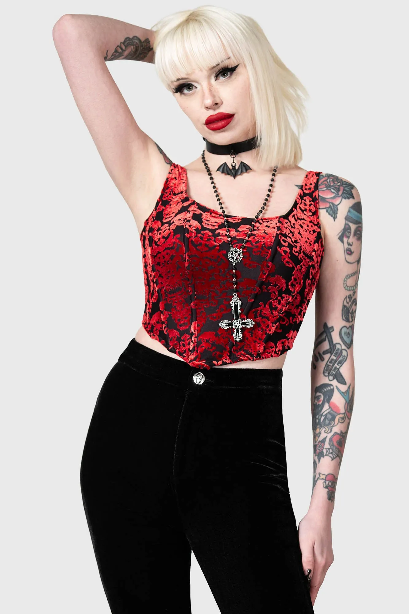 Thena's Thistle Velvet Bootcut Trousers sold by Killstar product image thumbnail 3