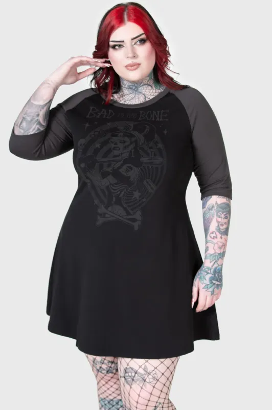 Bad 2 The Bone Raglan Dress [PLUS] sold by Killstar