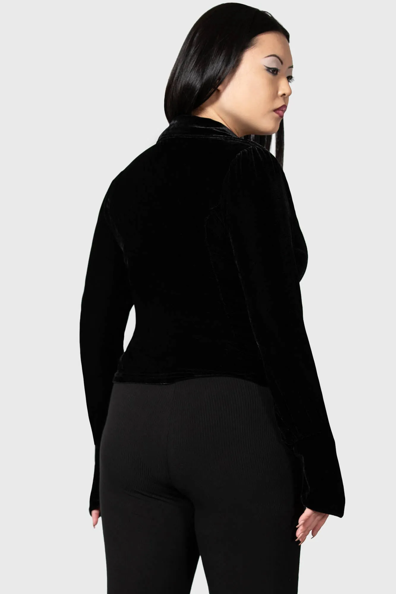 Evelina's Enhancement Velvet Plunge Shirt sold by Killstar product image thumbnail 5