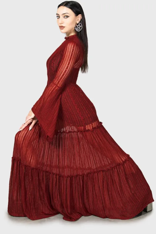 Amanita's Sorrow Maxi Dress [RED] sold by Killstar