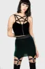 Cassandra Velvet Mini Skirt [EMERALD] sold by Killstar