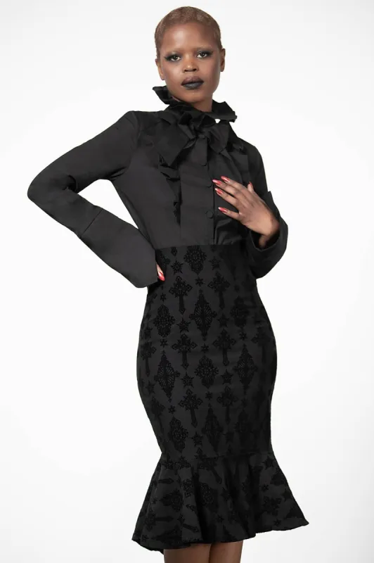 Candence Flocked Midi Skirt Resurrect sold by Killstar