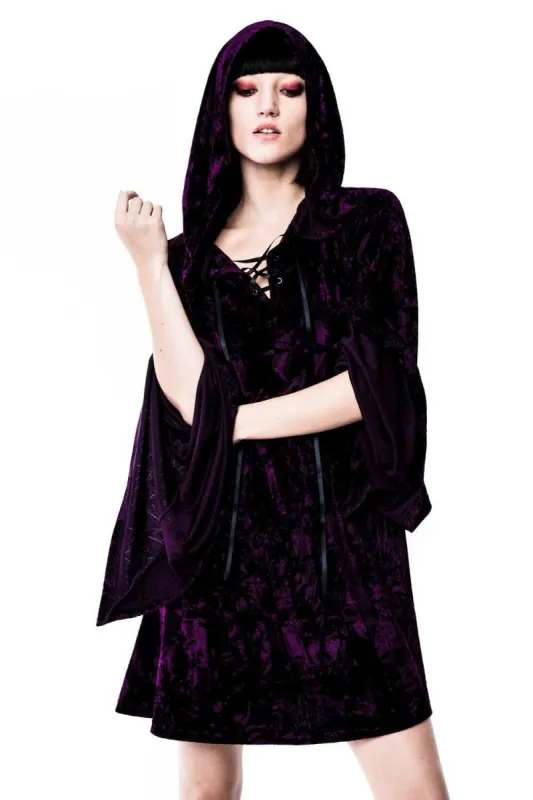 Velvet Witch Hood Dress [VIOLET] Resurrect sold by Killstar