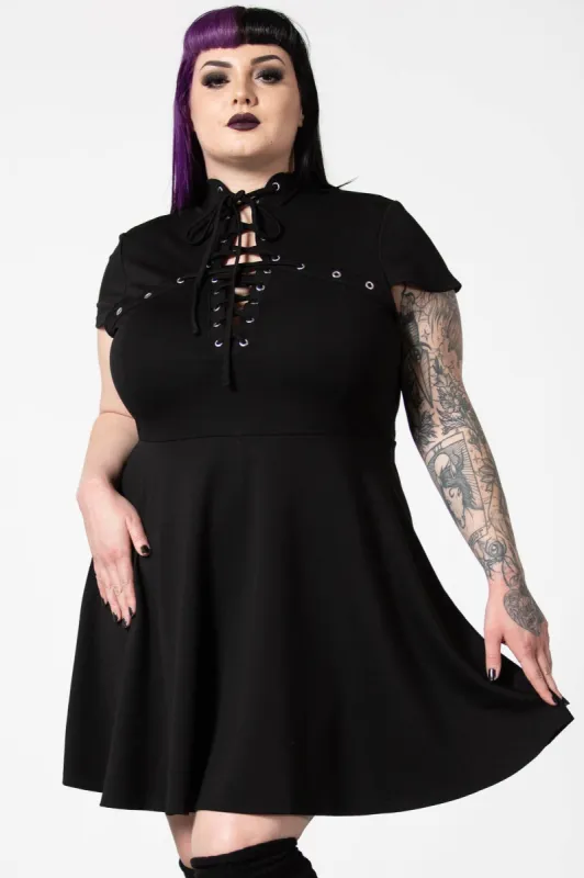 Tied Up Skater Dress [PLUS] sold by Killstar