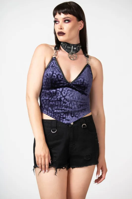 Alley Cat Halter Top [PLUM] sold by Killstar