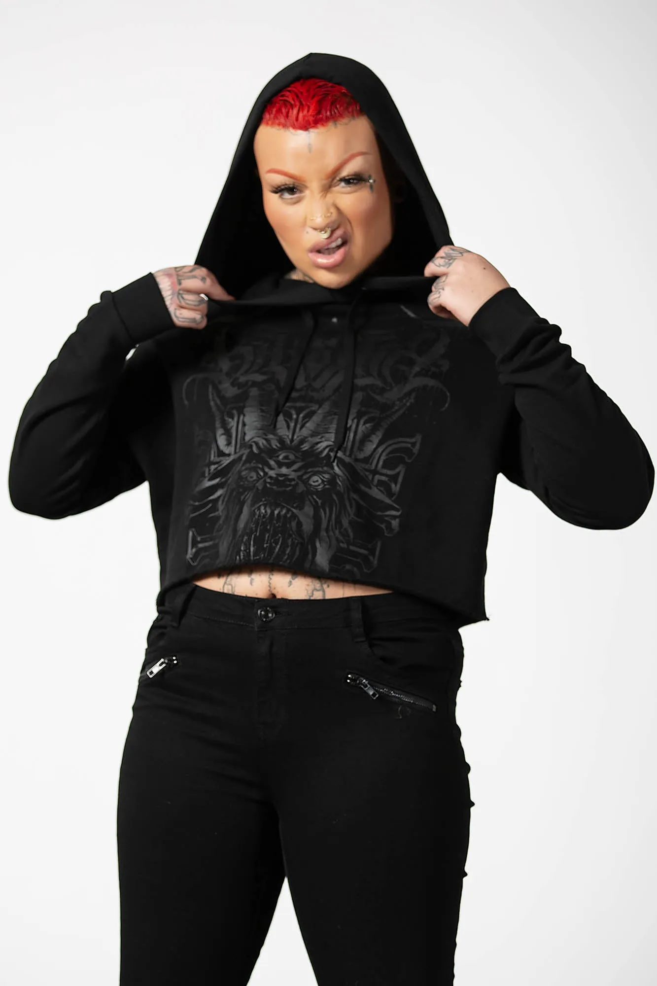 Bellow Cropped Hoodie sold by Killstar