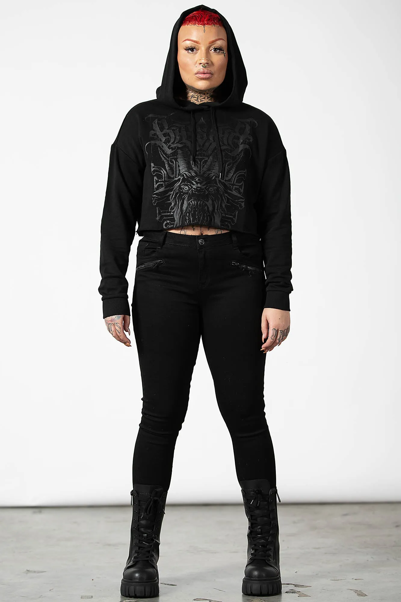 Bellow Cropped Hoodie sold by Killstar product image thumbnail 3